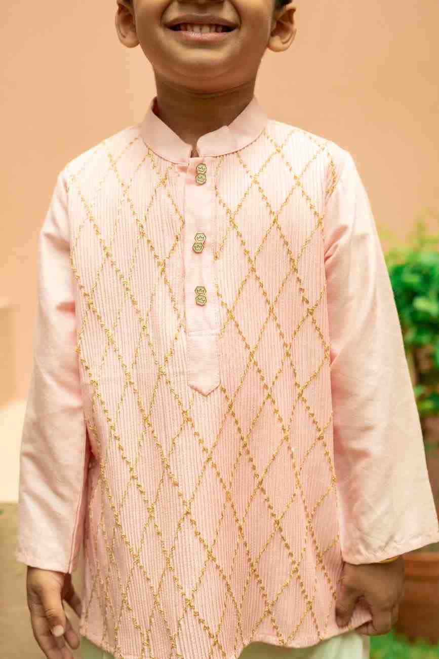 Pink Zari Kurta Set