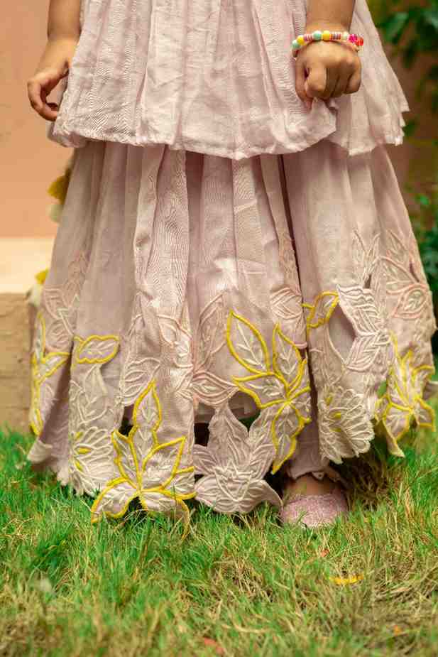 Lavendar Floral Peplum Ghaghra