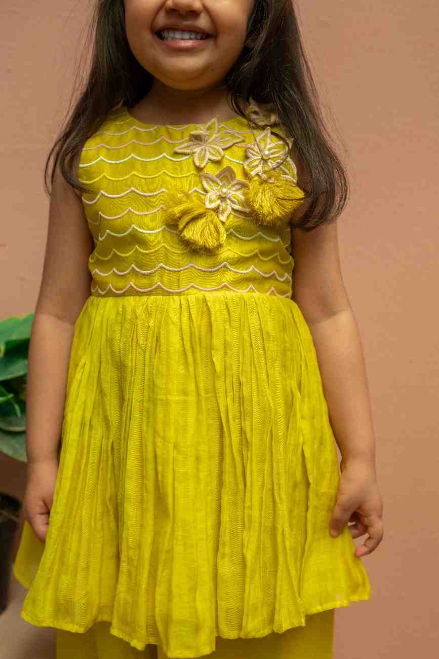 Yellow Peplum and Flare Pant