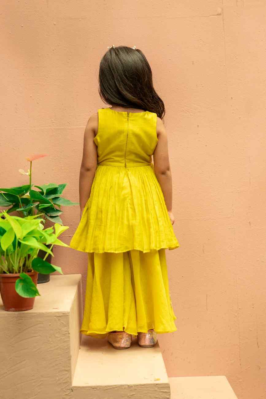 Yellow Peplum and Flare Pant