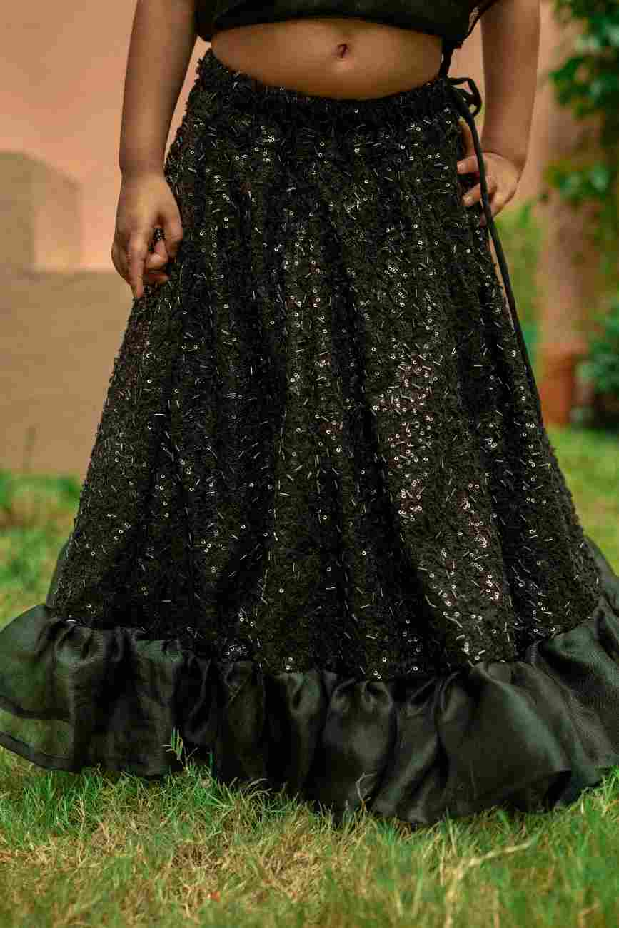 Black Sequinned Lehenga Set