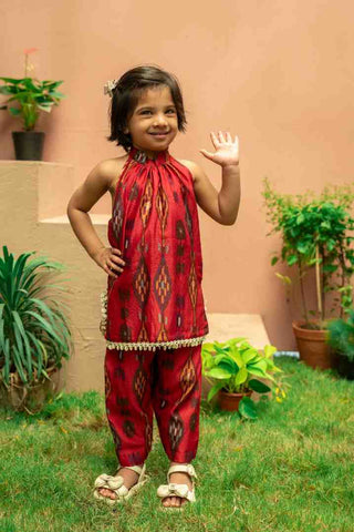 Red Ikat Kurta Pant