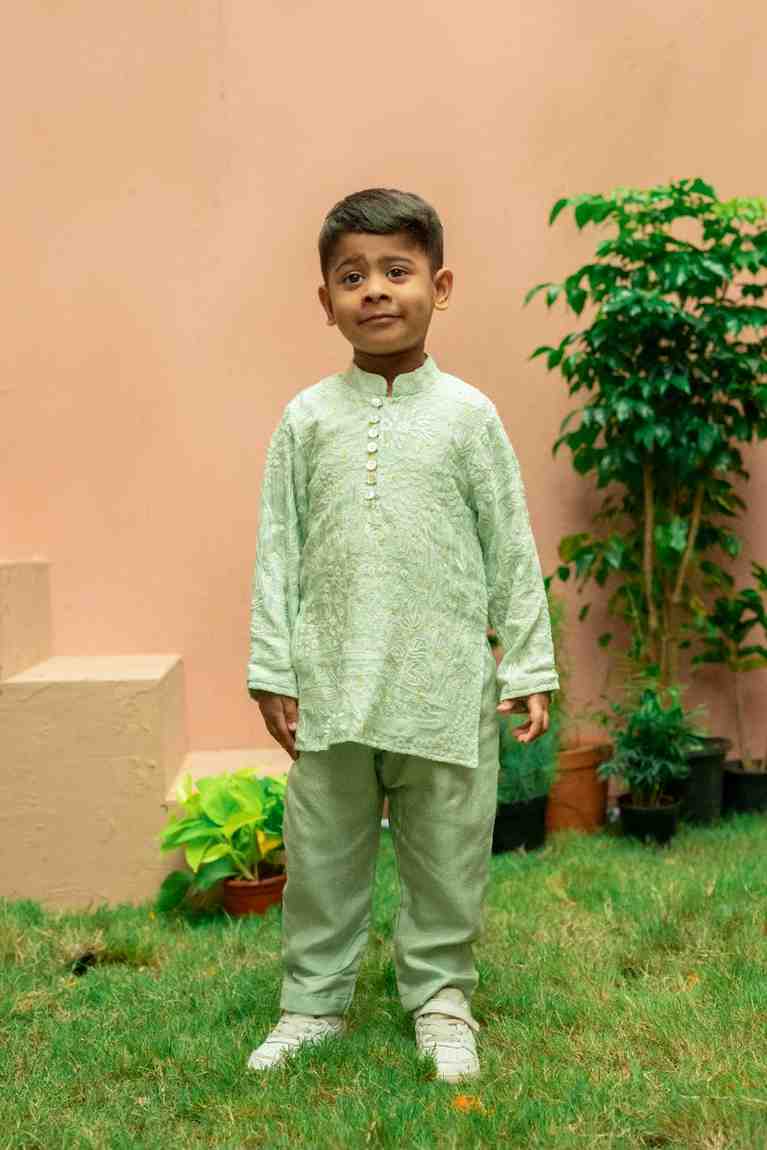 Mint Lakhnavi Kurta Set
