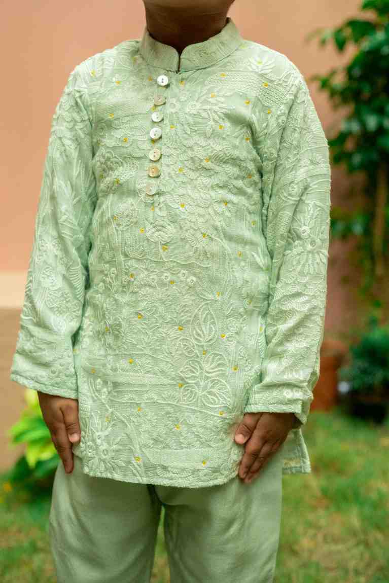 Mint Lakhnavi Kurta Set