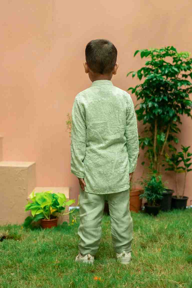 Mint Lakhnavi Kurta Set