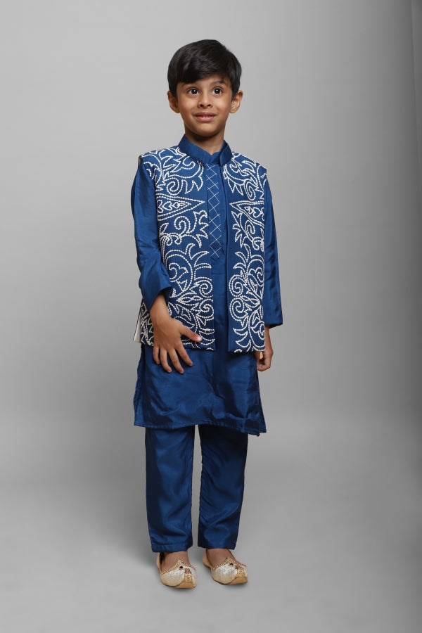 Cord thread embroidered jacket kurta with pant - P&S Company