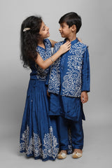 ROYAL BLUE GHAGHRA WITH BEAUTIFUL CORD EMBROIDERY - P&S Company