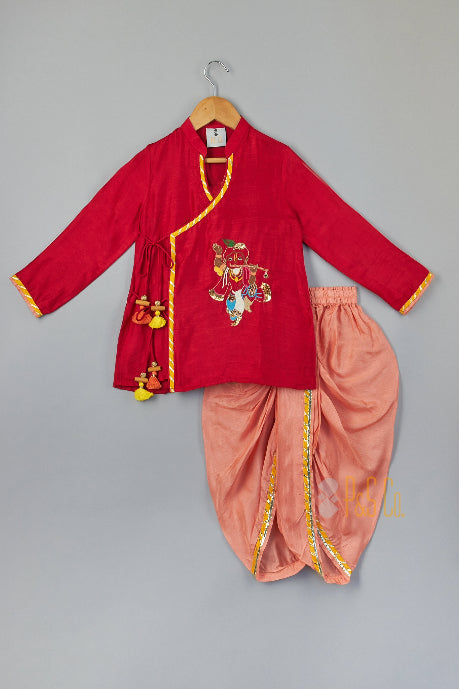 Krishna Embroidered Angrakha with Dhoti