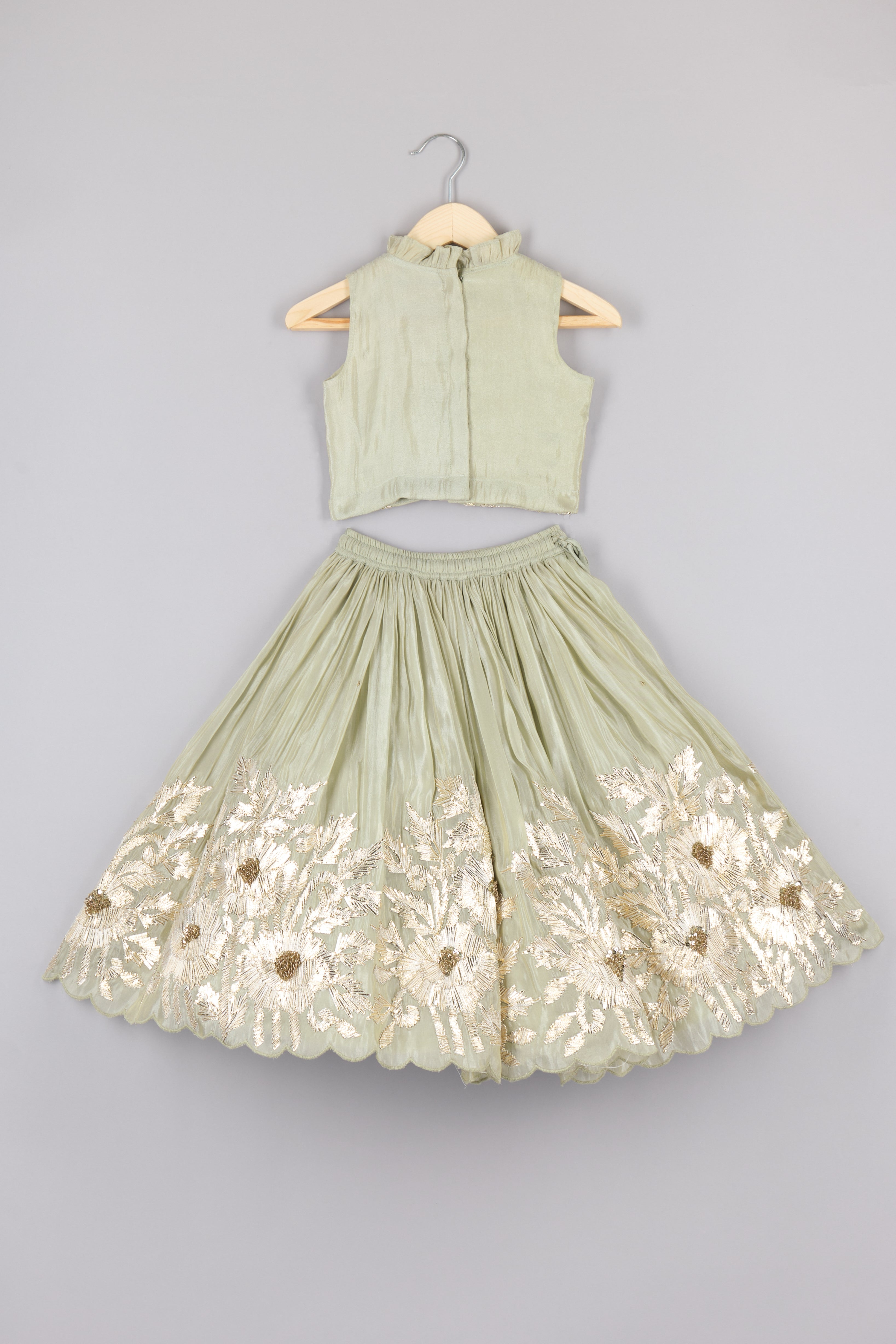 Gota Lace Pastel Green Ghagra And Blouse - P&S Company