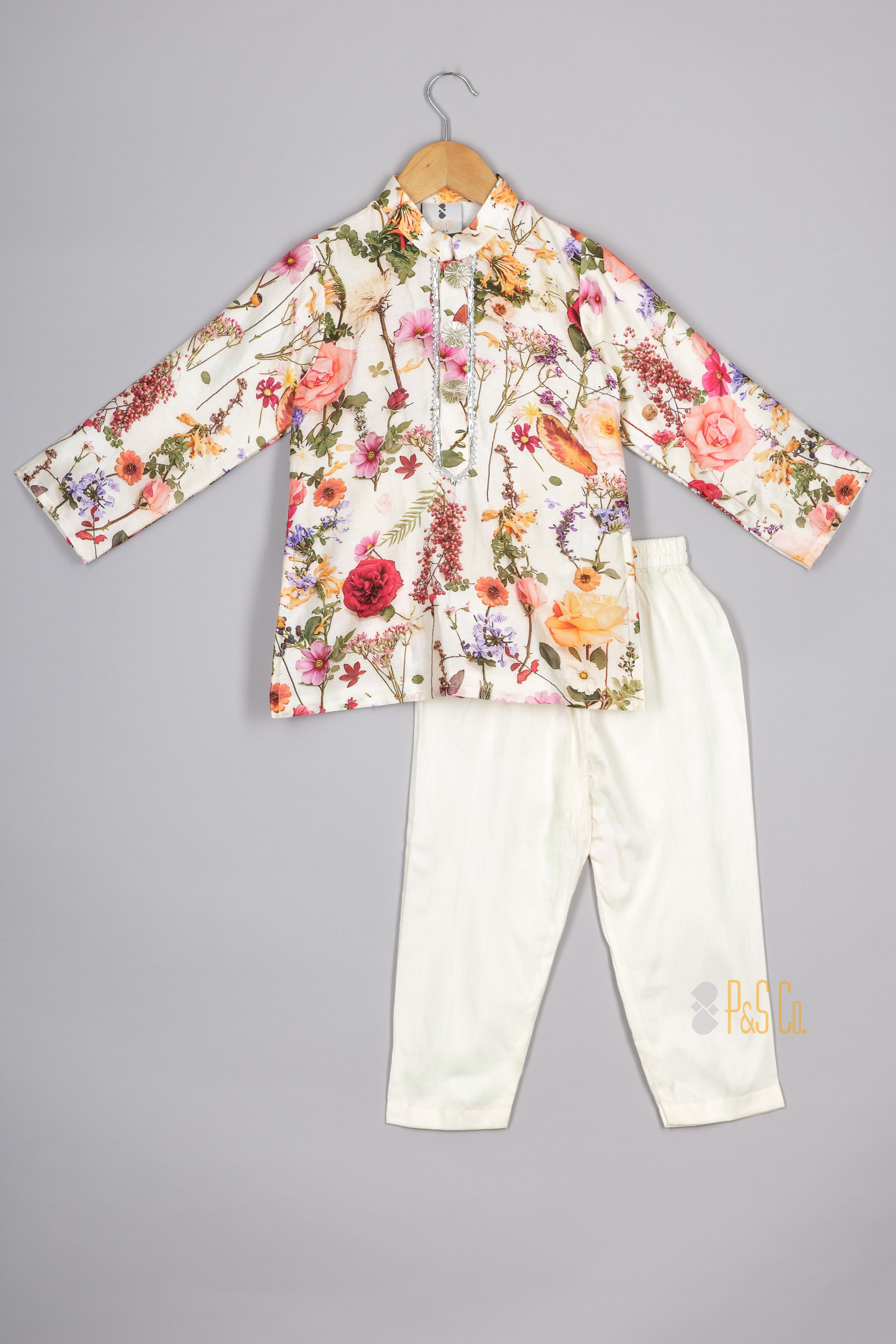 Beautiful Floral Spring Print Kurta Pyjama