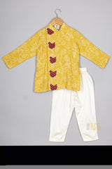 Chick Embroidered Yellow Linen Kurta And Pant