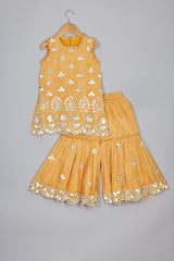 Mustard Mirror Kurta and Sharara