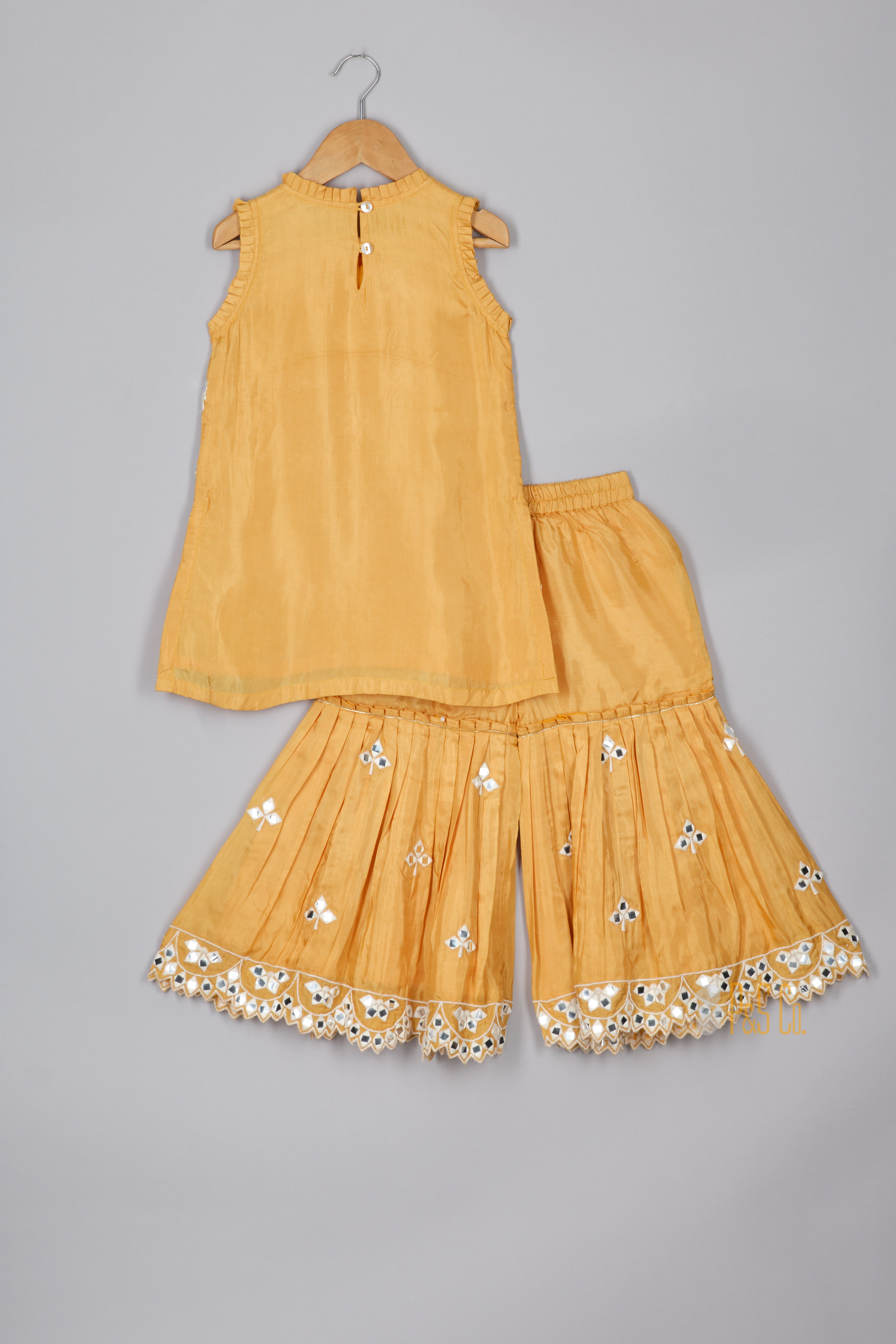 Mustard Mirror Kurta and Sharara