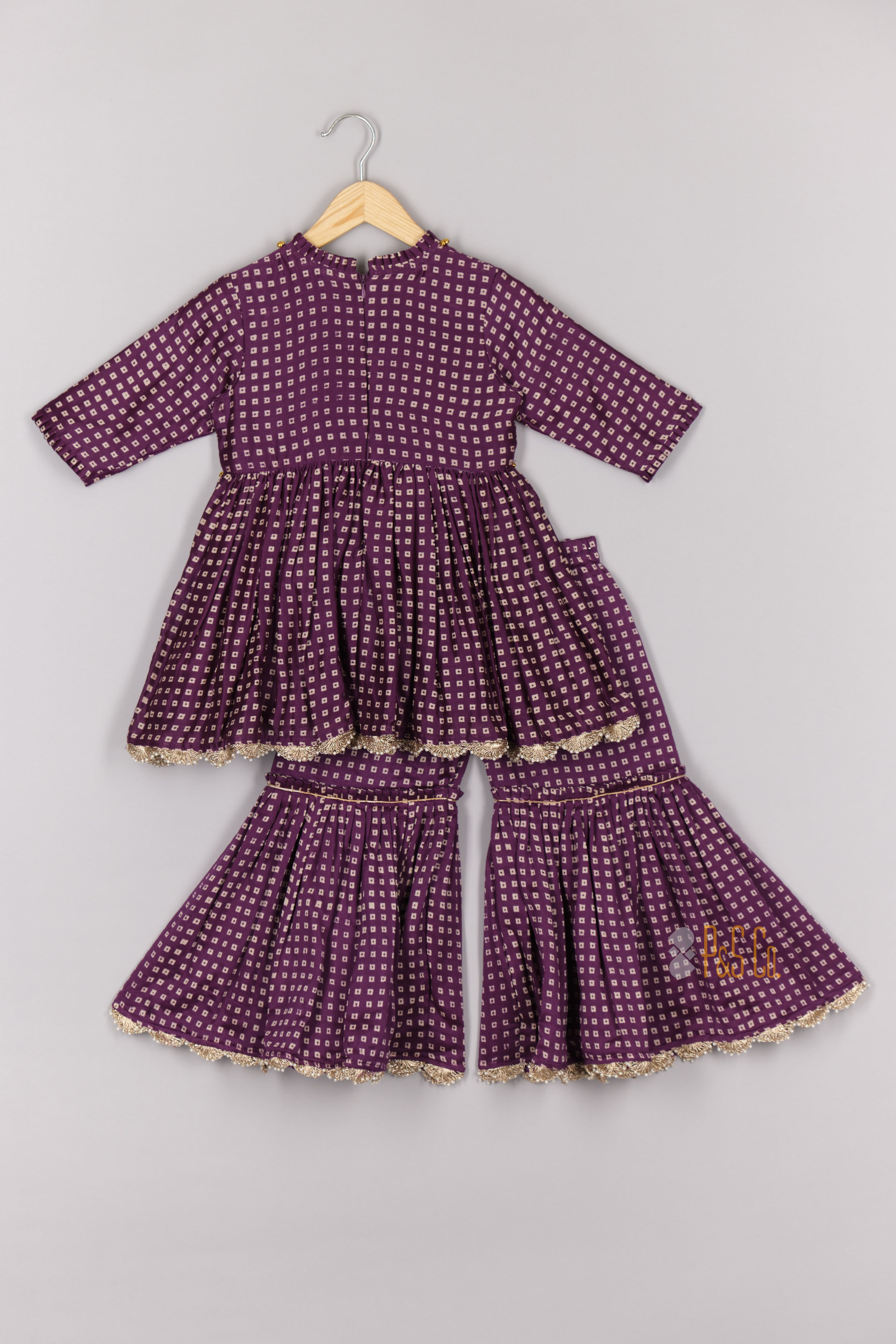 Purple Bandhej Peplum and Sharara