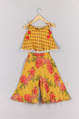 Floral Chanderi Top and Flare Pant