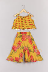 Floral Chanderi Top and Flare Pant