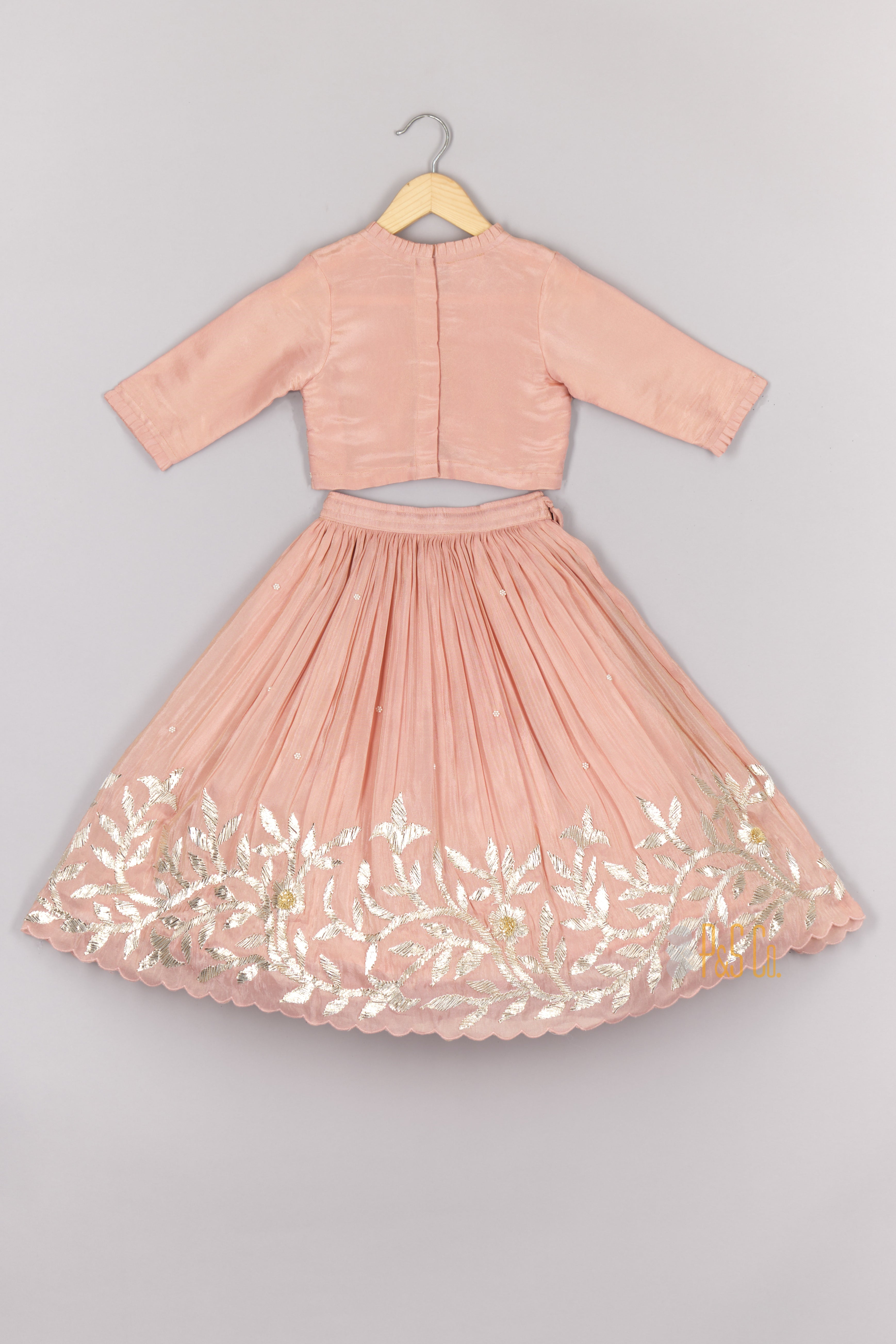 Pink Gota worked Tissue Ghagara Blouse