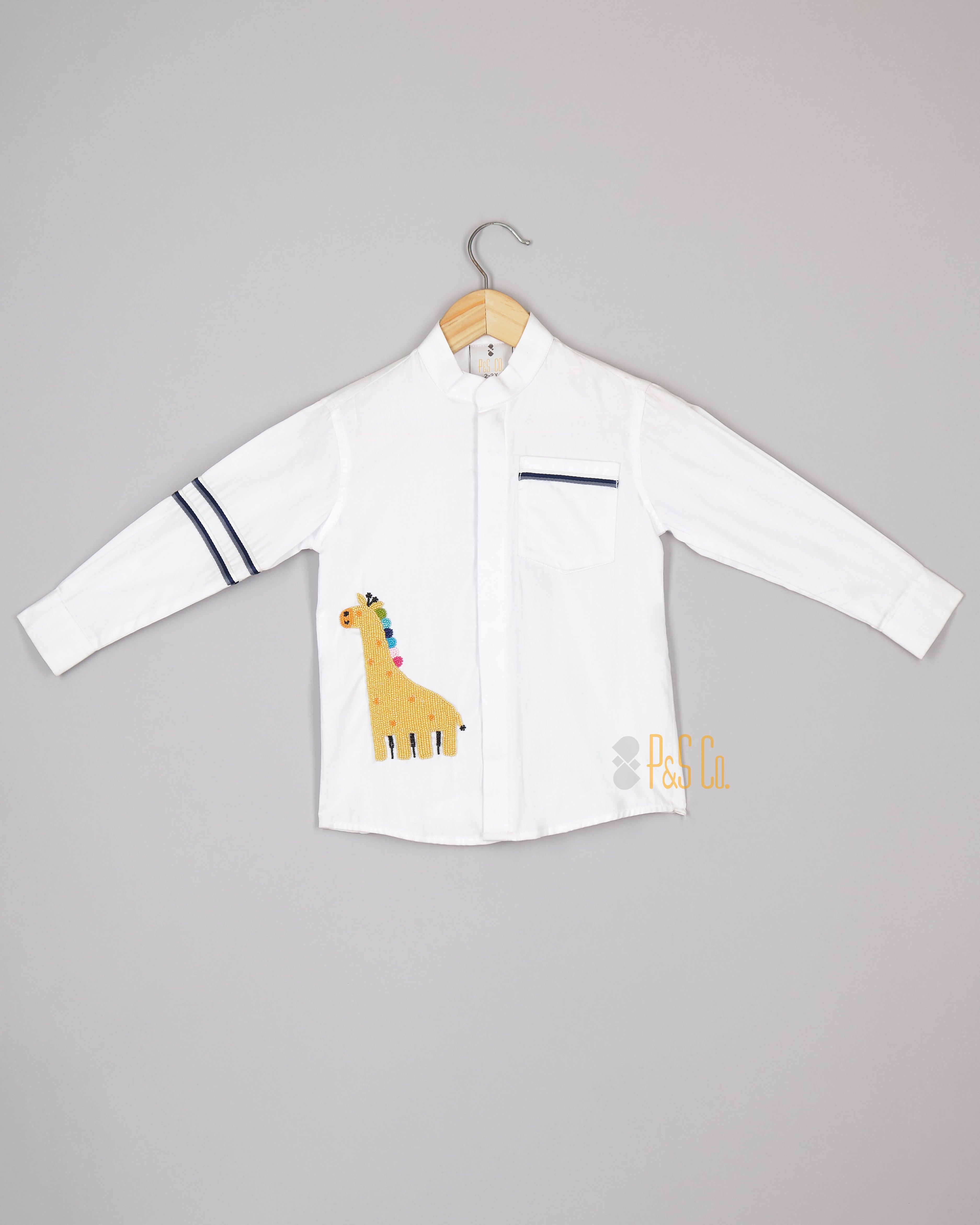 White Giraffe Embroidered Shirt