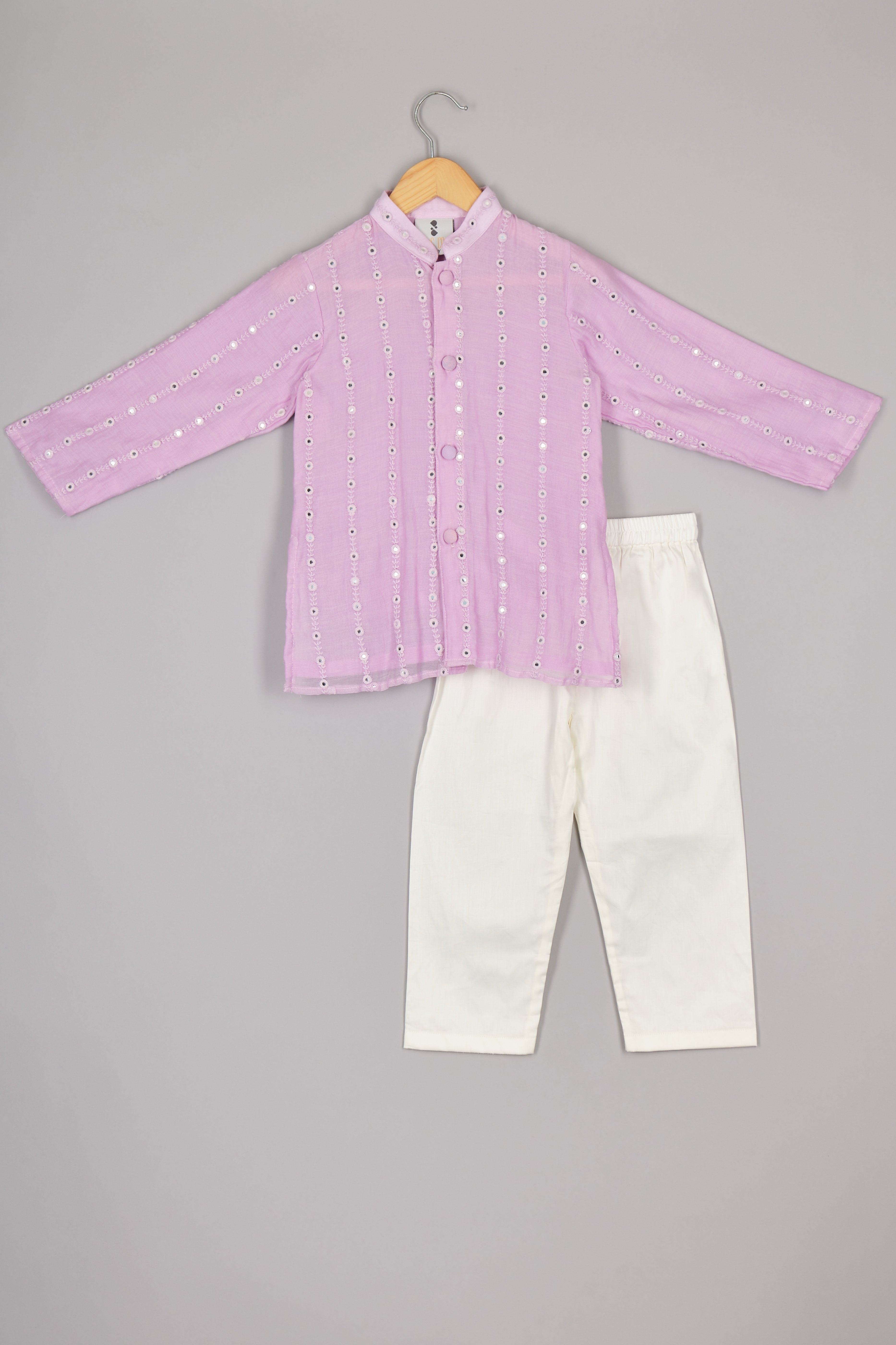 Lavender Mirror Line Kurta And Pajama