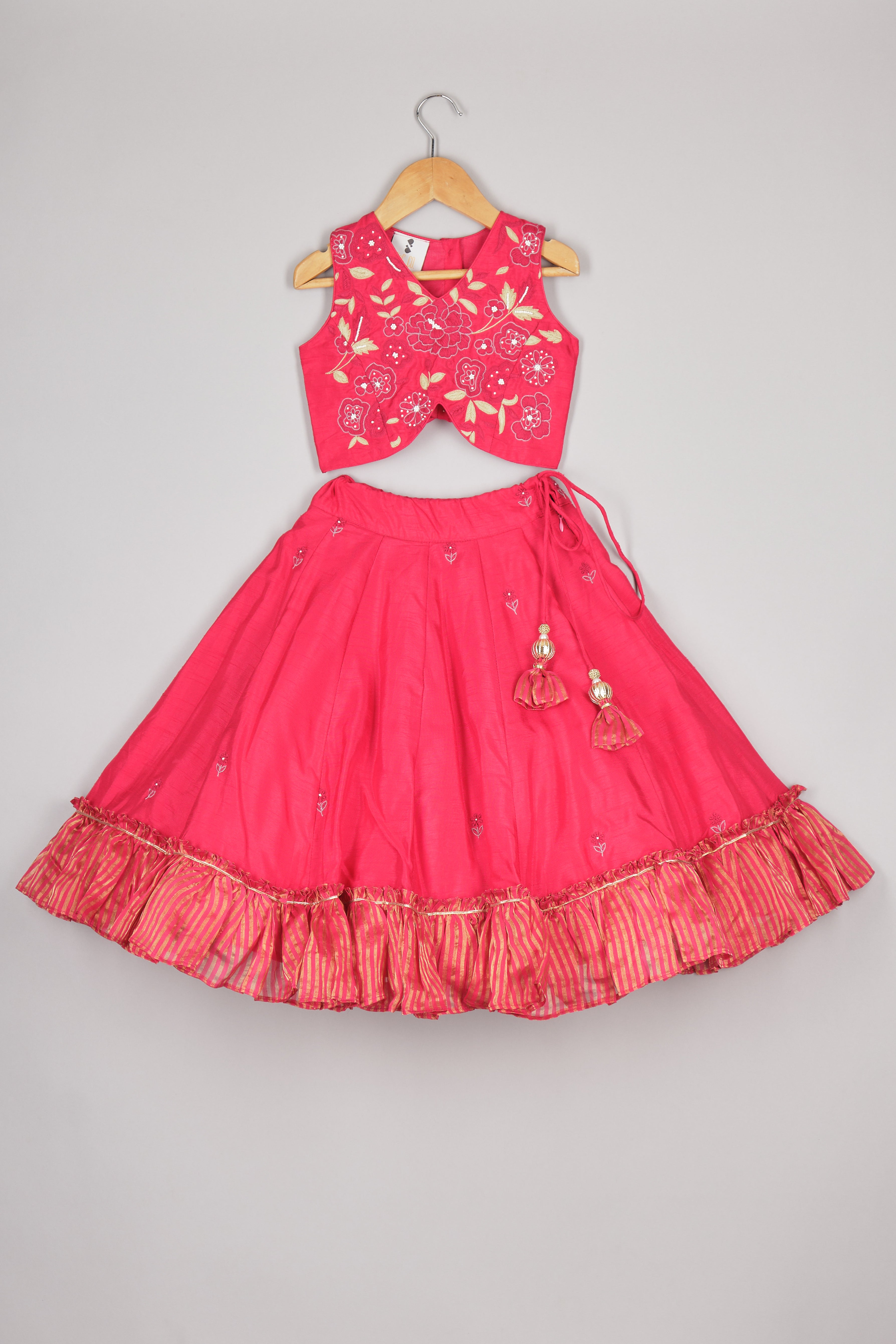 Pink Thread Embroidered Ghahara And Blouse