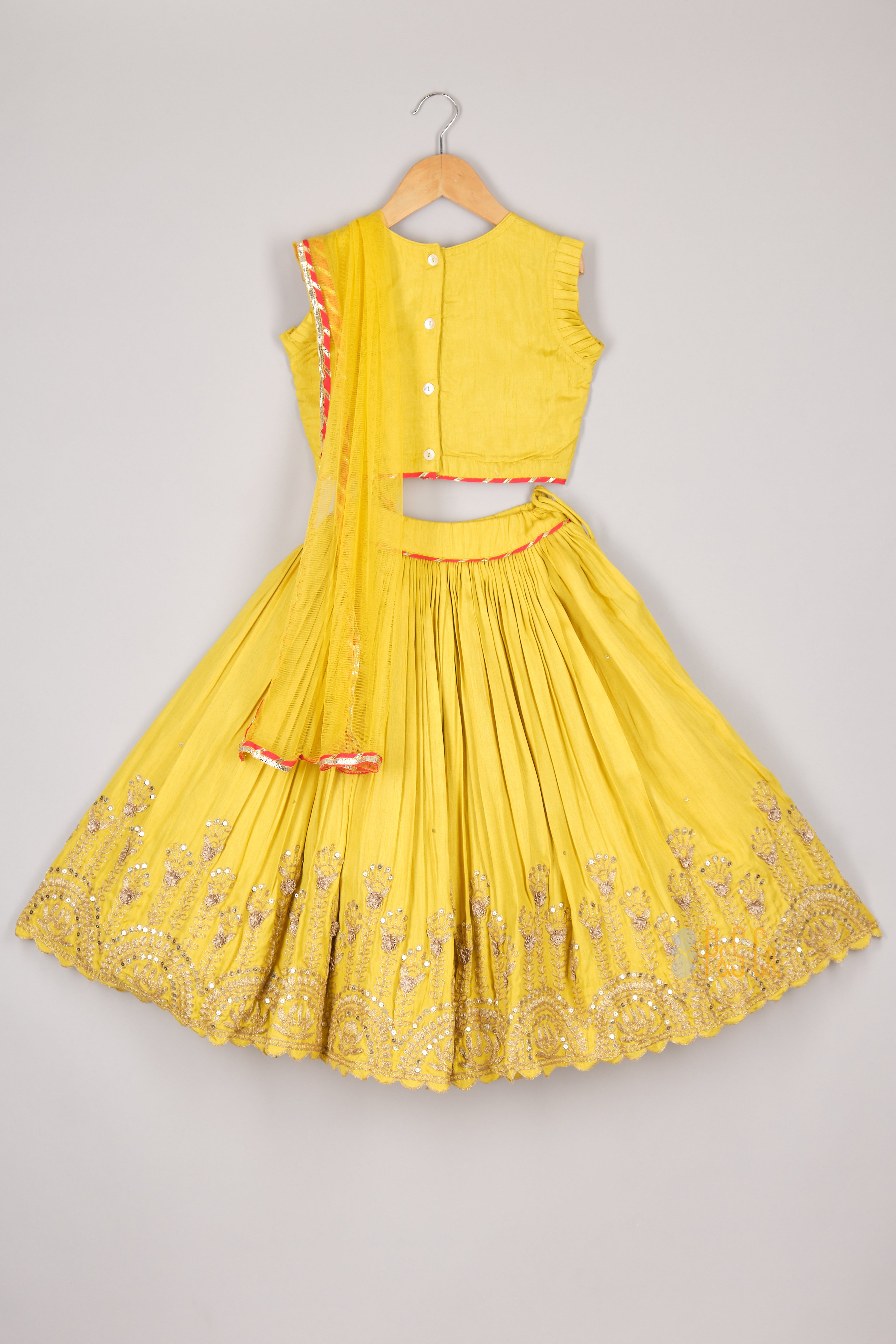 Zari Worked Lime Green Top And Ghagara with Dupatta