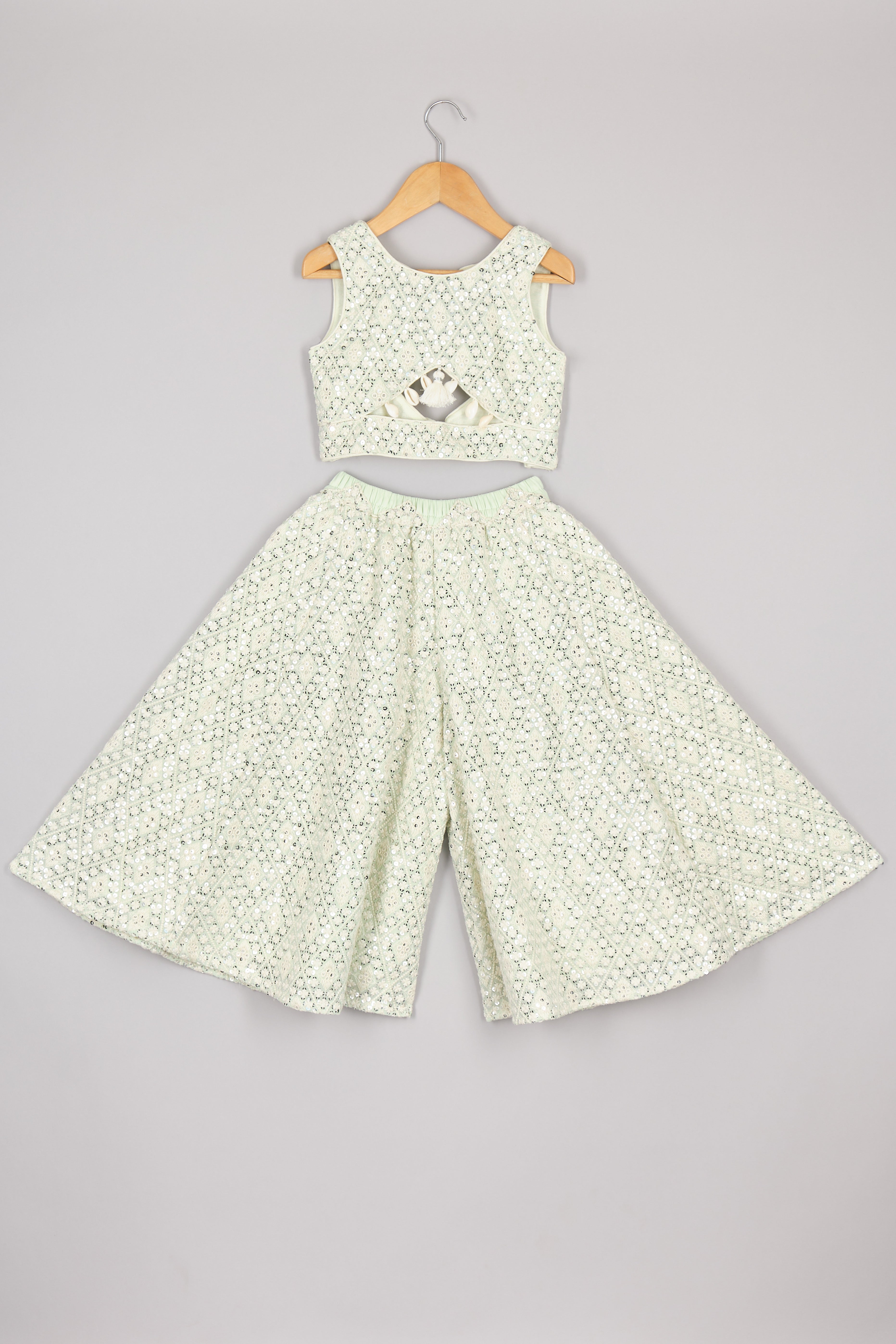Mint Lakhnavi Top And Flare Pant