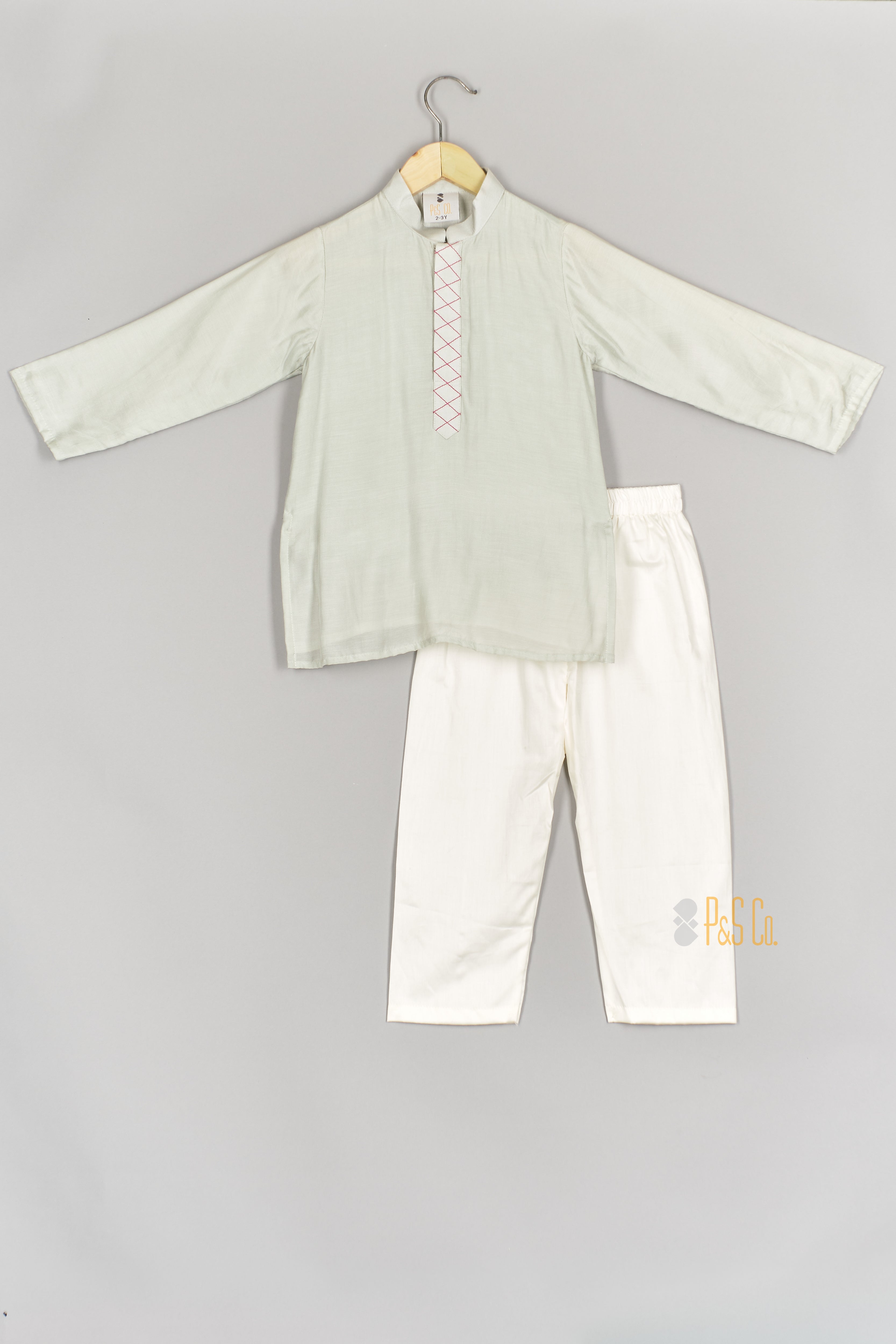 Floral Applique Nehru Jacket Kurta Set