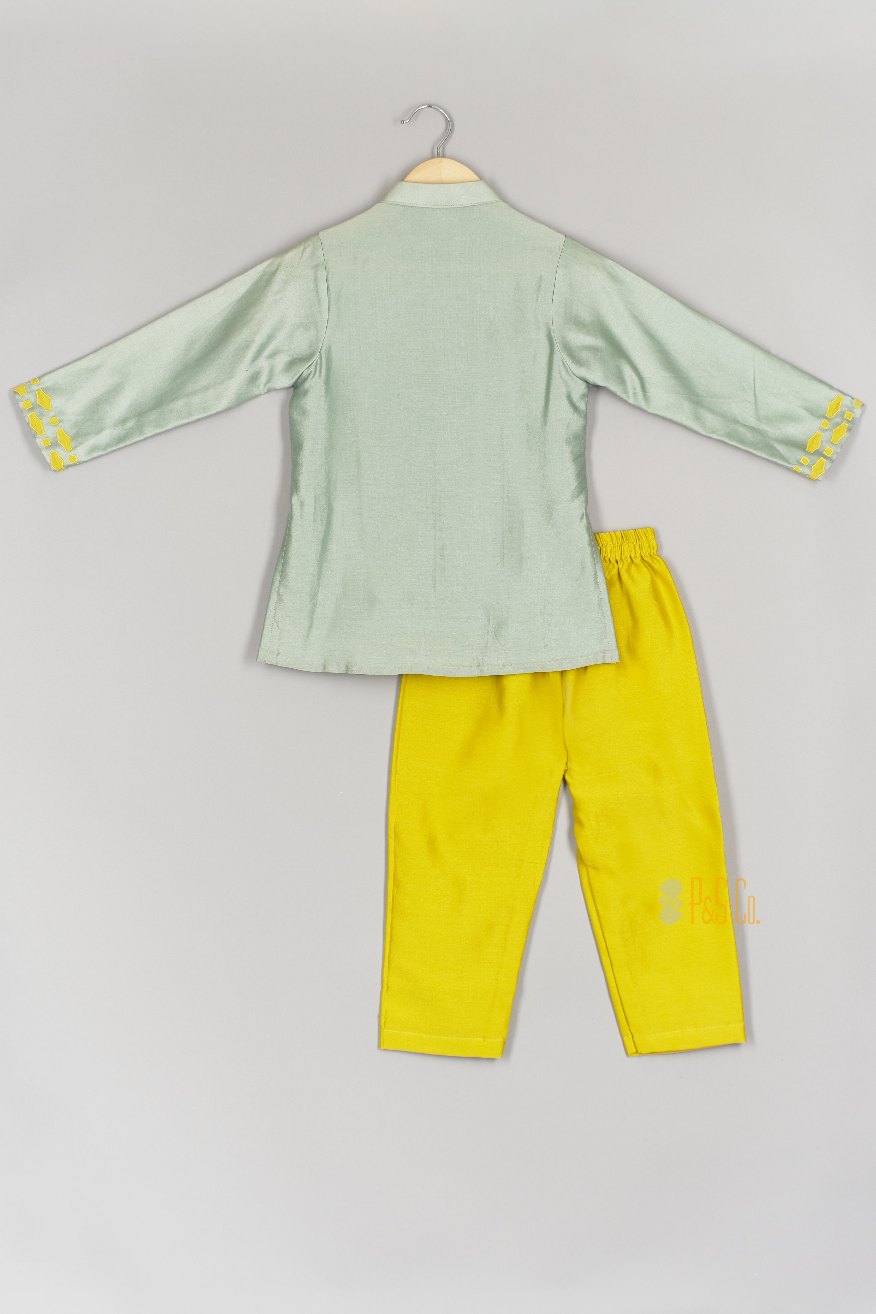 Mint Applique Kurta And Pant