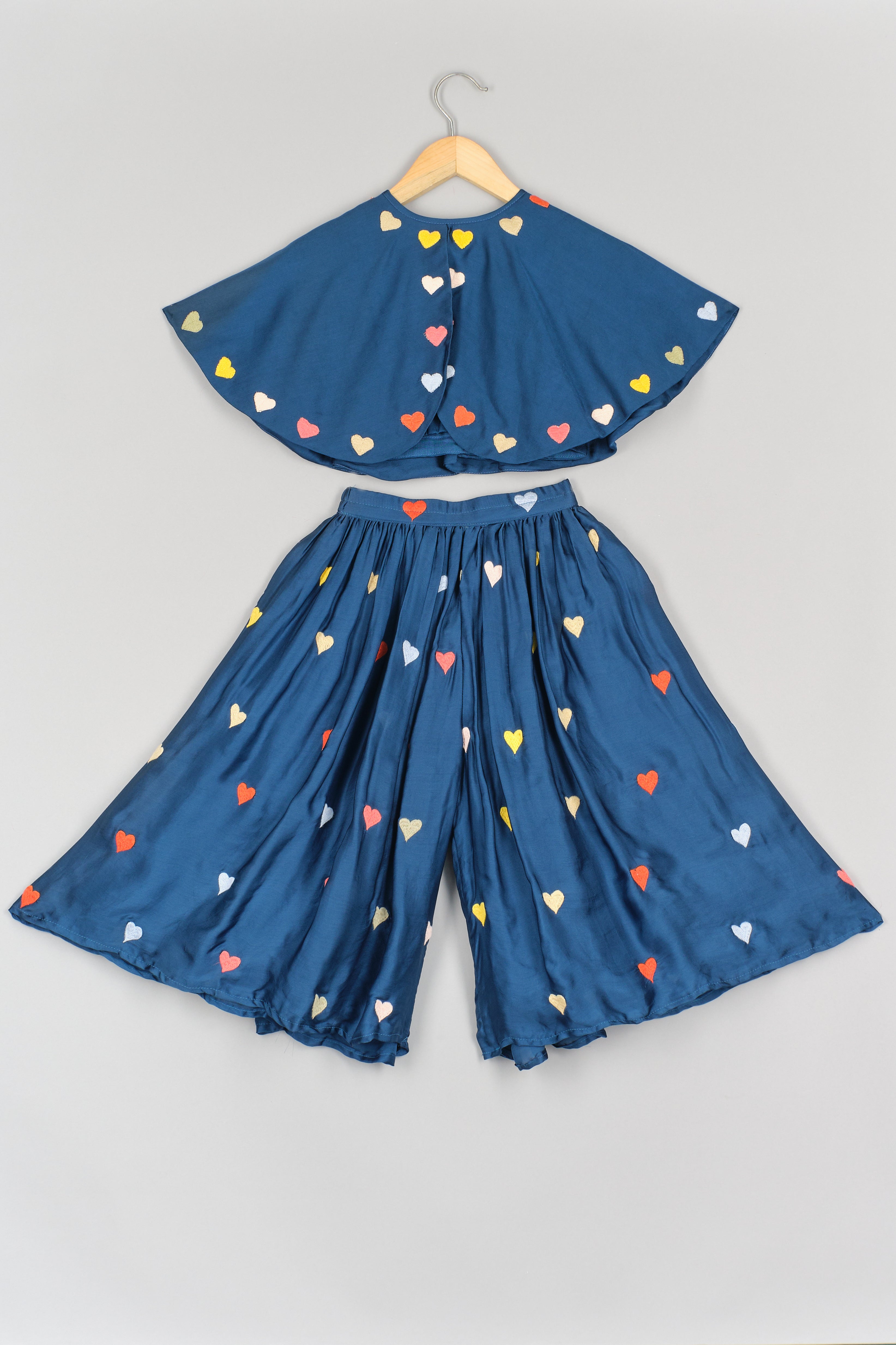 Royal Blue Hearts Poncho Style Top and Flare Pant