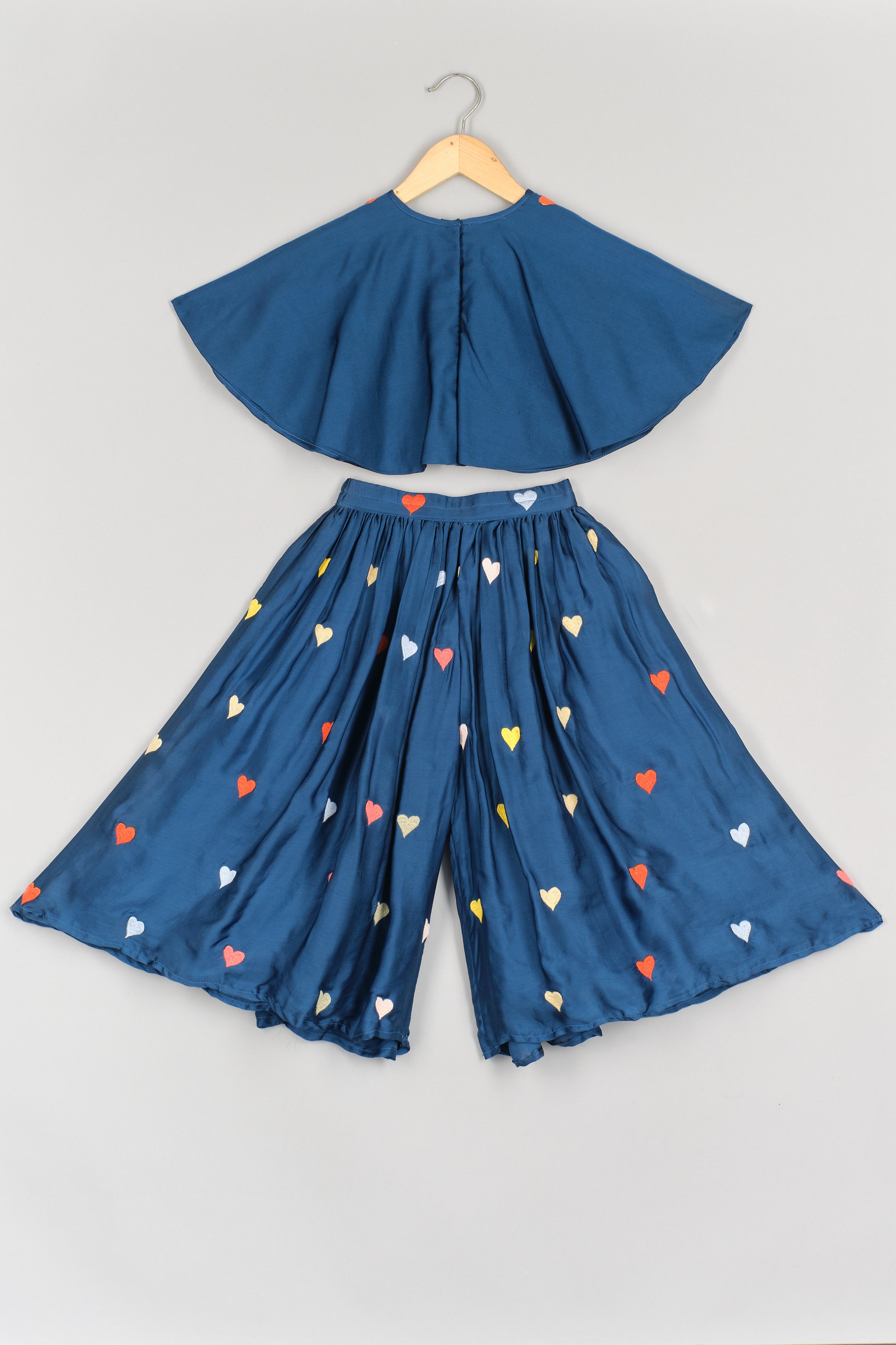 Royal Blue Hearts Poncho Style Top and Flare Pant