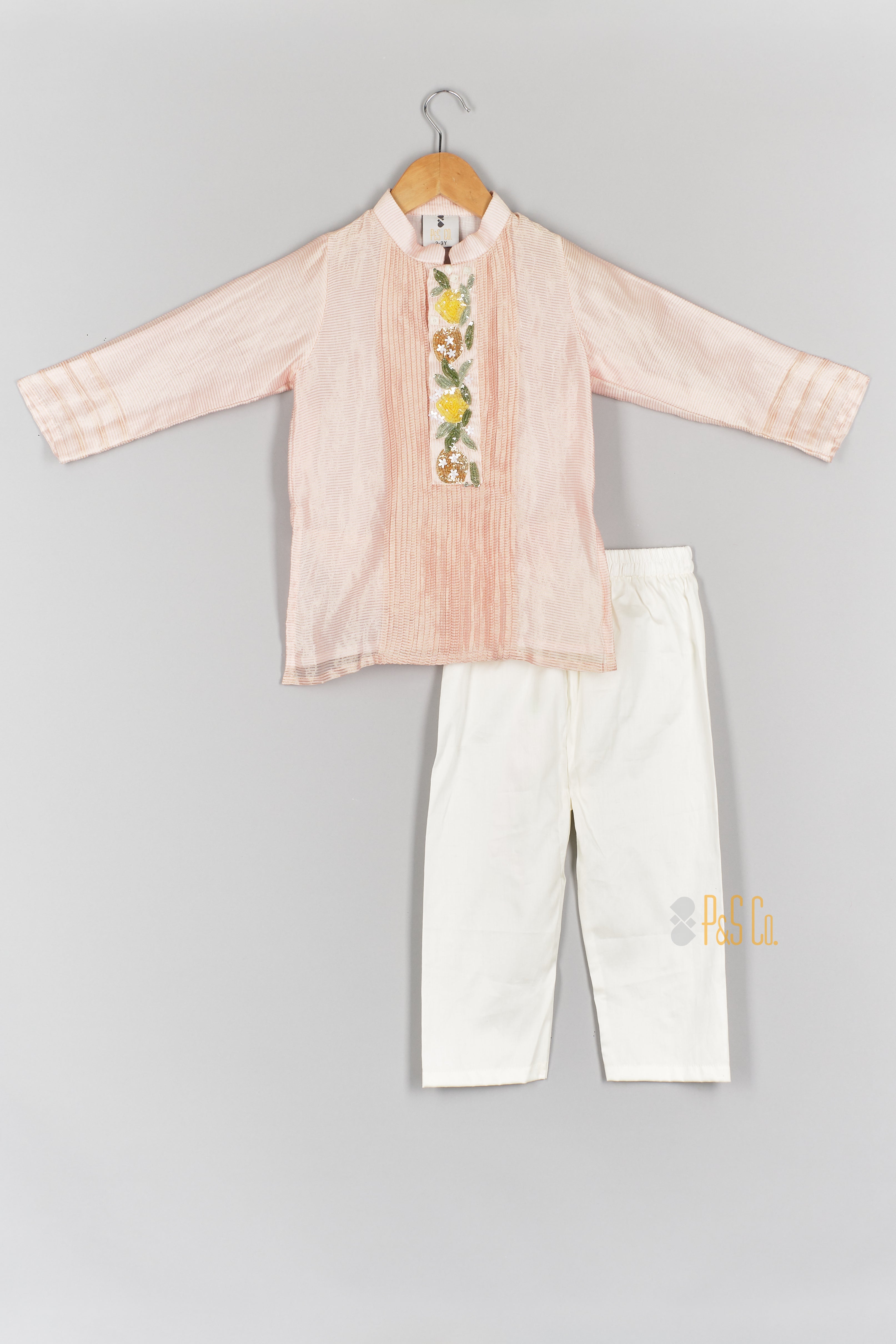 Pintuck Detailed Pink Kurta and Pant