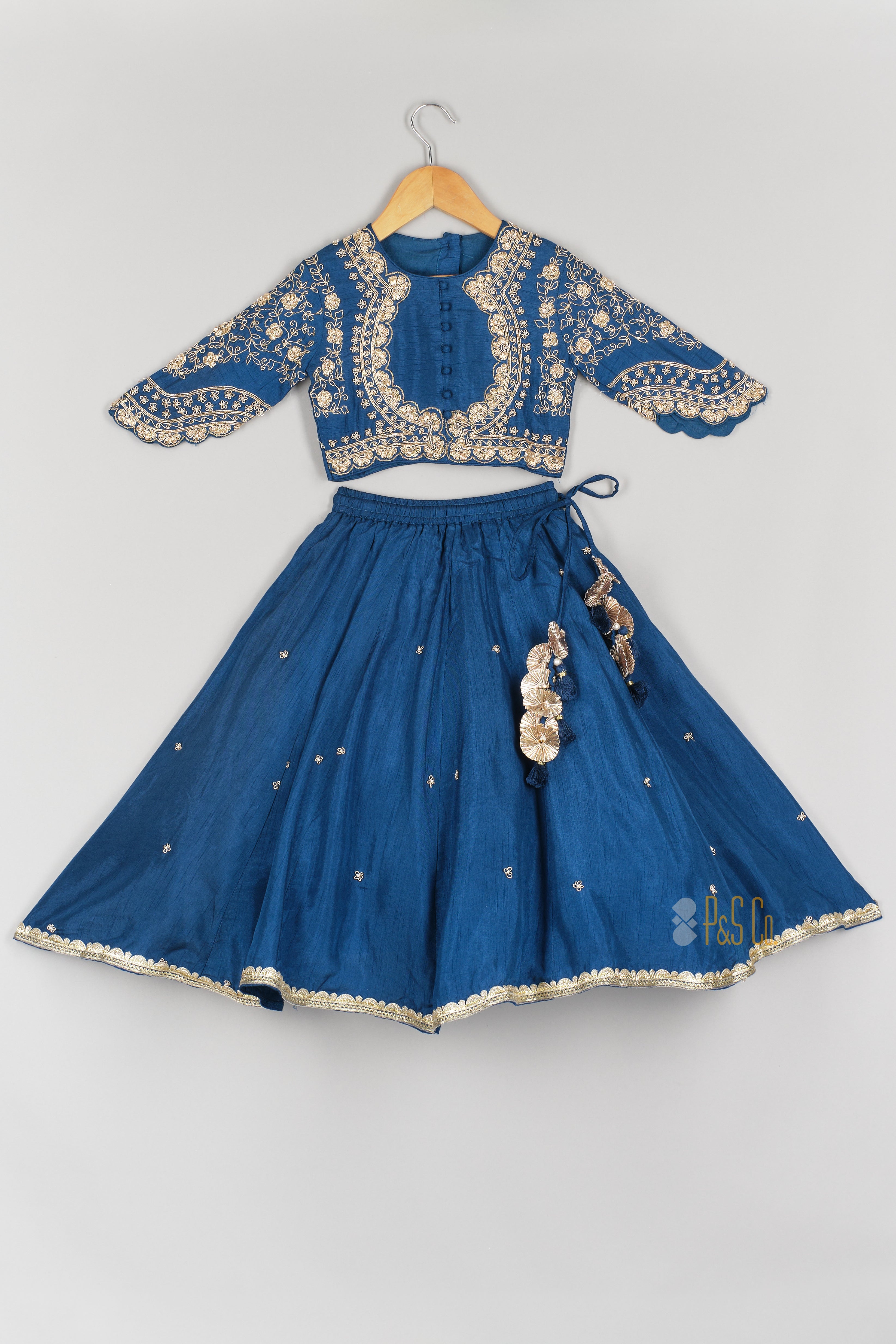 Heavy Embroidered Royal Blue Ghagara And Blouse
