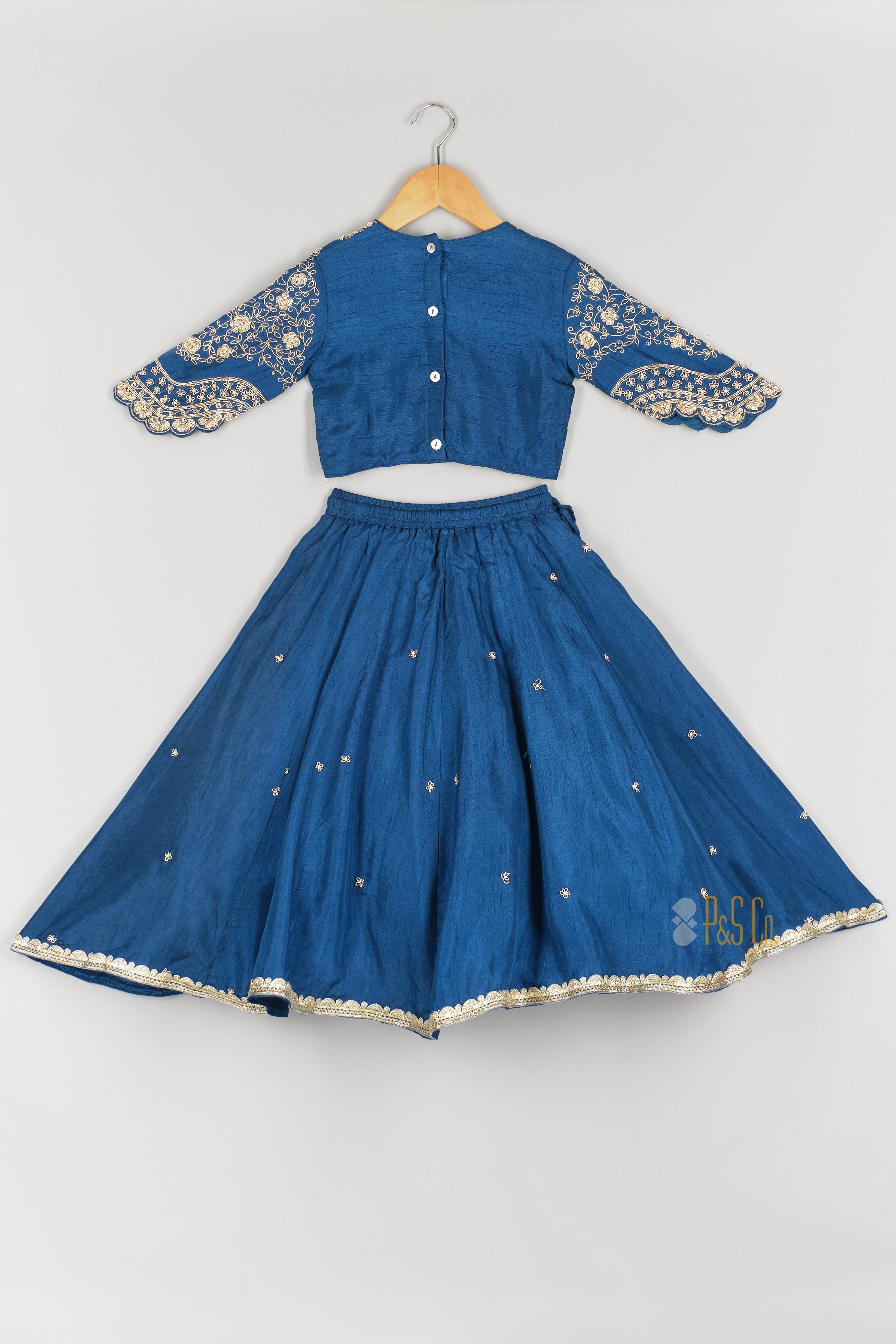 Heavy Embroidered Royal Blue Ghagara And Blouse