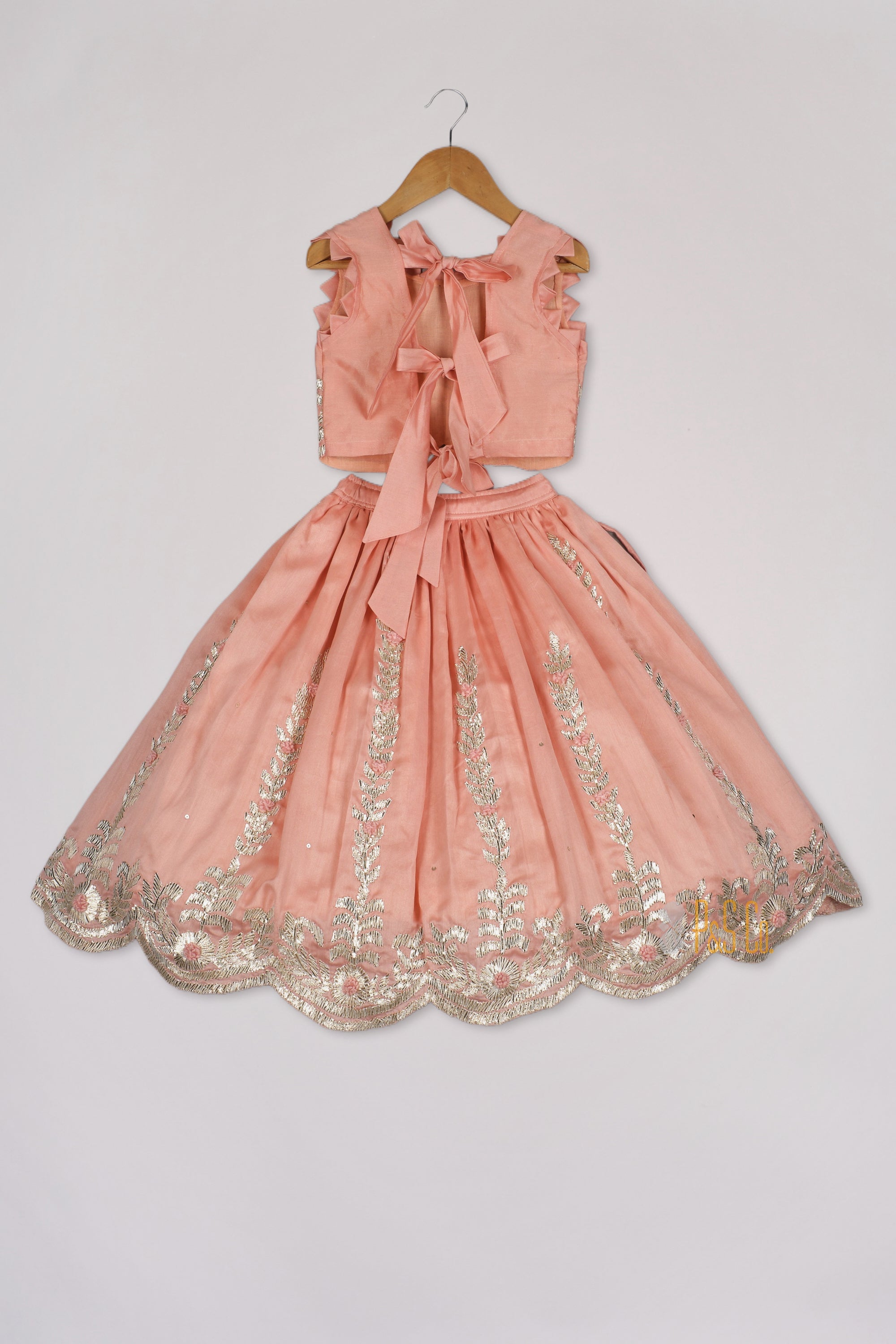 Pink Gota Embroidered Ghagara Blouse