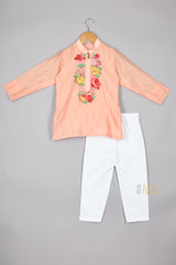 Sequins and Flower embroidered Kurta Pyjama set