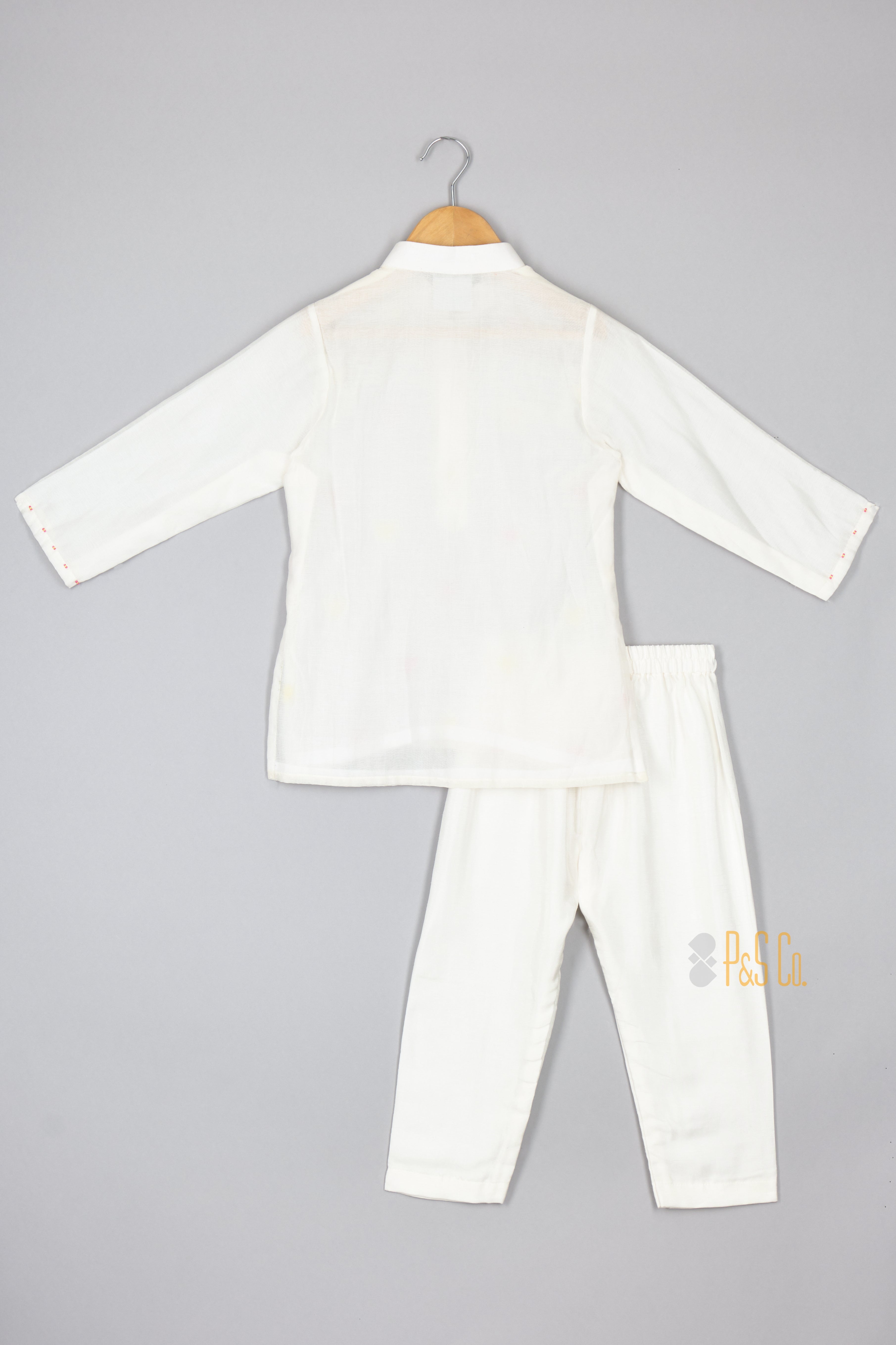 Off White Heart Kurta Pyjama