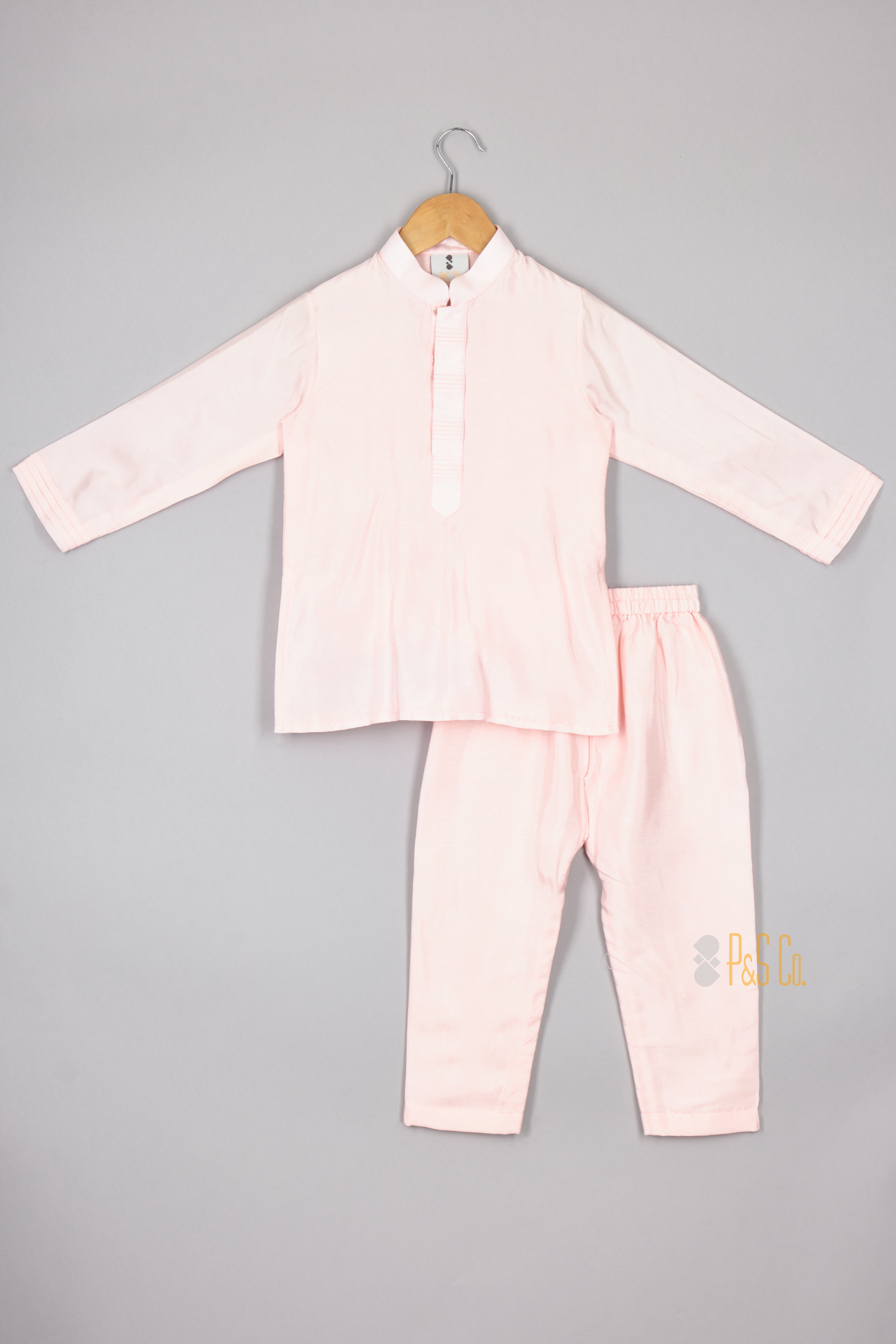 Light Pink Zari Embroidered Nehru Jacket Set