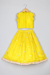 Yellow Mirror Ghagra Blouse