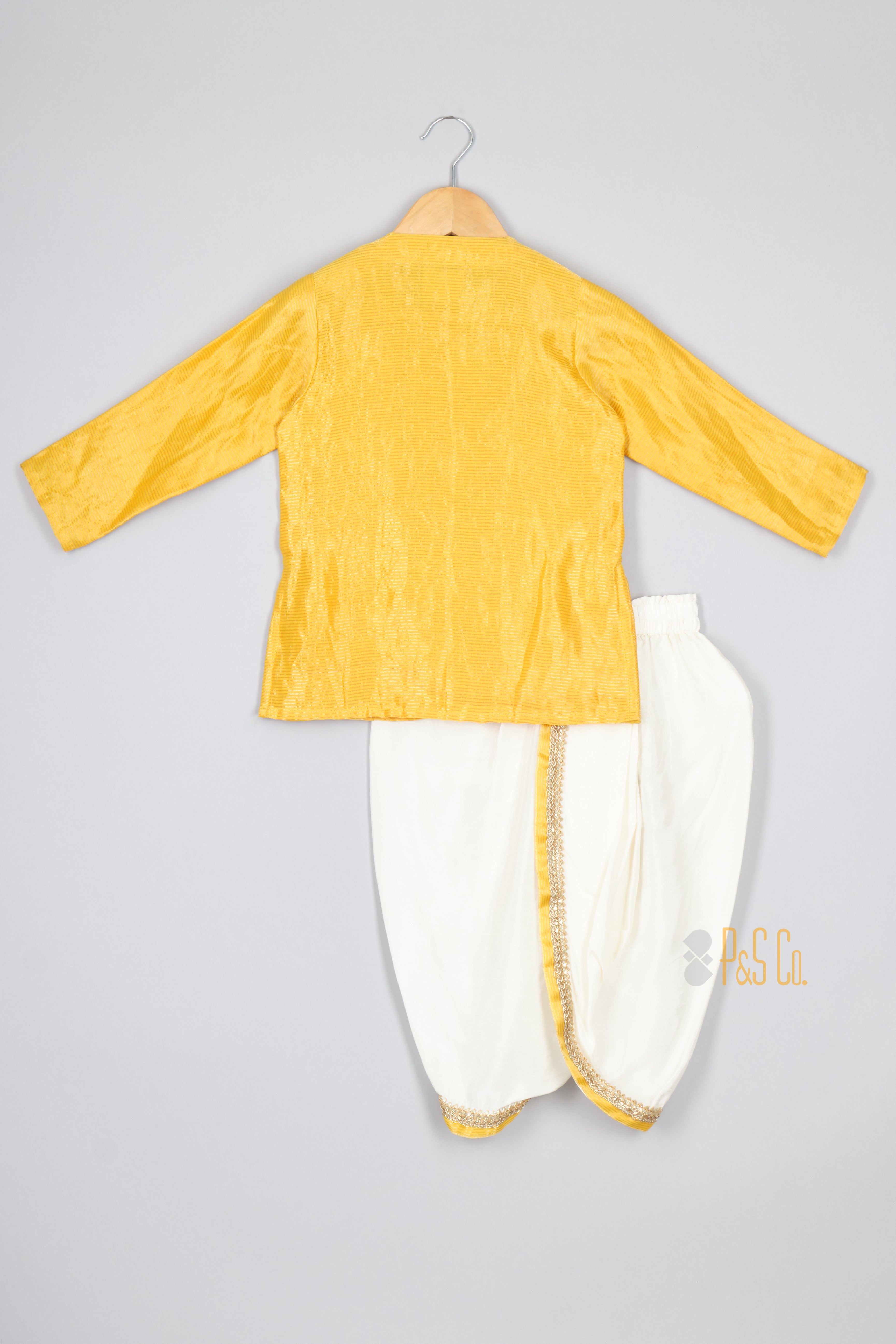 Keshariya Line Tissue Kurta with Dhoti