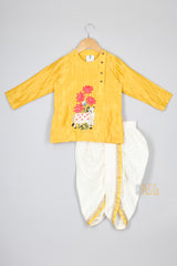 Keshariya Line Tissue Kurta with Dhoti