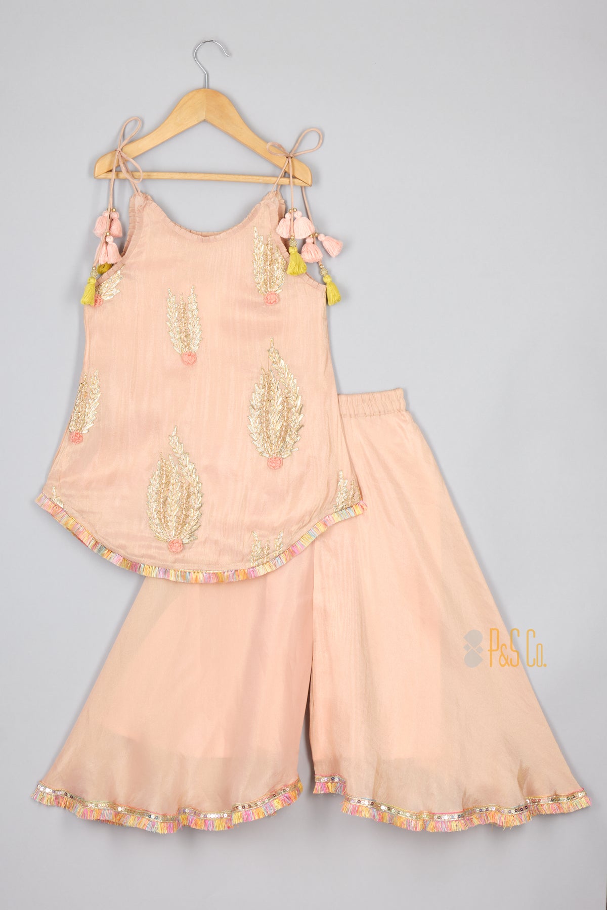 Dust Pink Buta Kurta and Flare pant