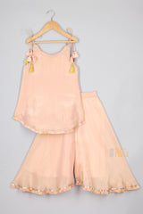 Dust Pink Buta Kurta and Flare pant