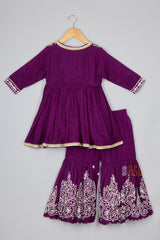 Purple Cord Peplum And Sharara