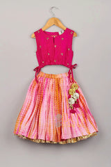 Sequence Work Top And Shibori Printed Lehenga