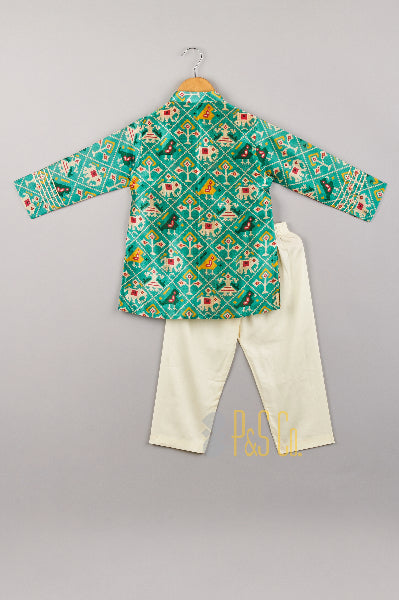 Patola Printed Kurta With gota Lace Work And Pant