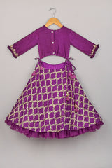 Purple Hand Embroidered blouse and Jaal Lehenga Set