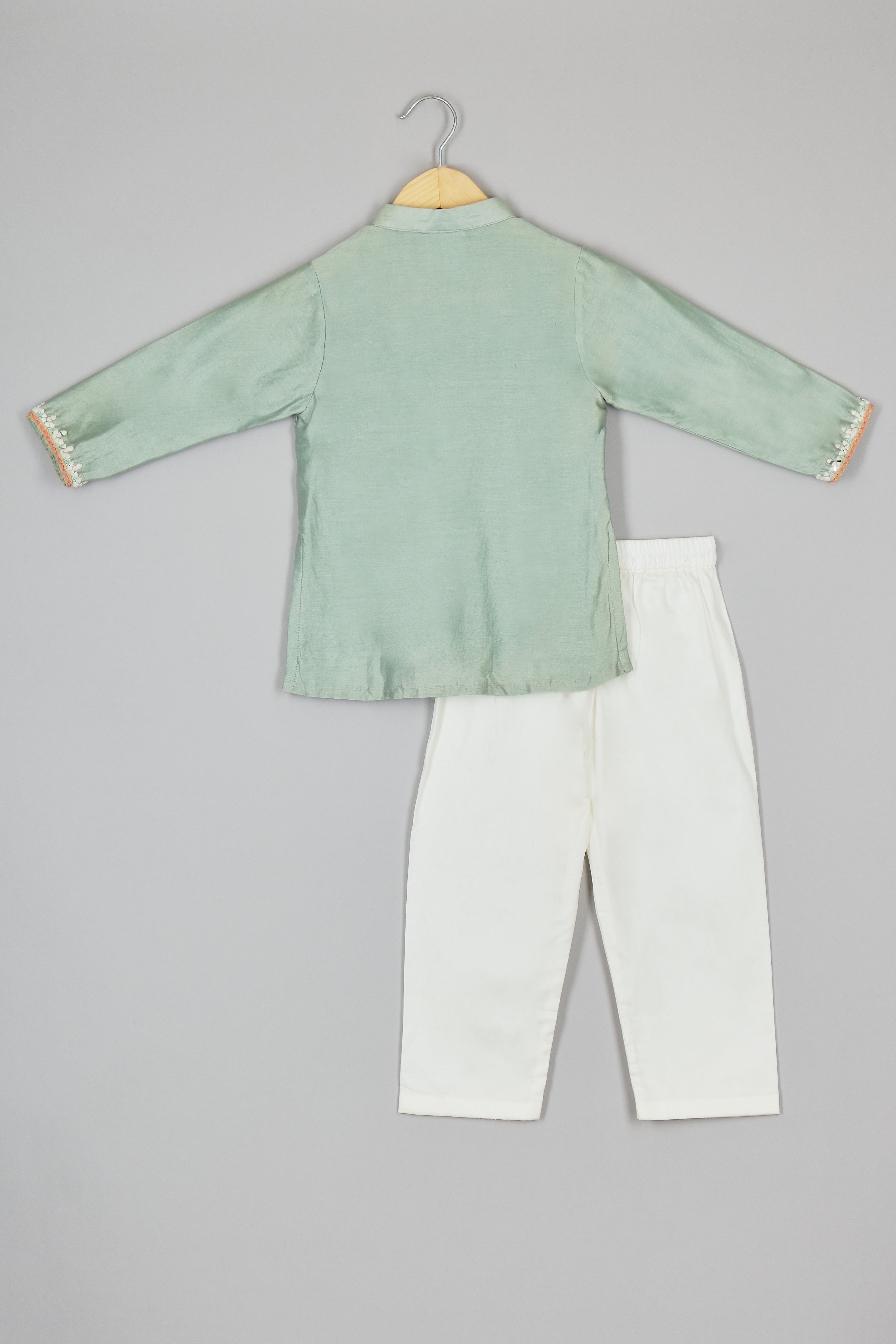 Mint Green Thread Embroidered Kurta And Pajama