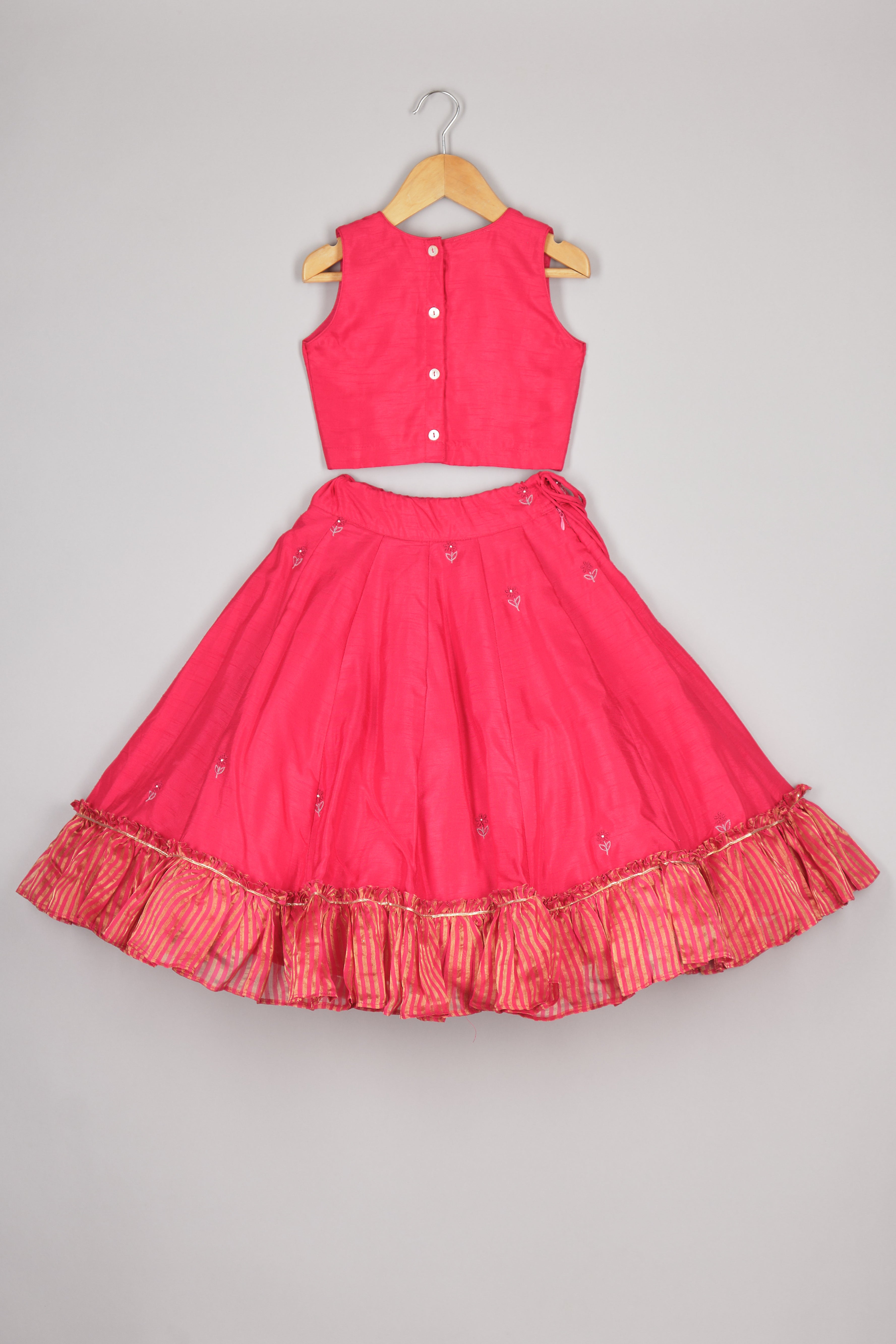 Pink Thread Embroidered Ghahara And Blouse