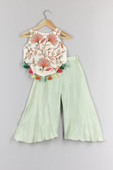 Kilangi White Laachi Top and Flare Pant