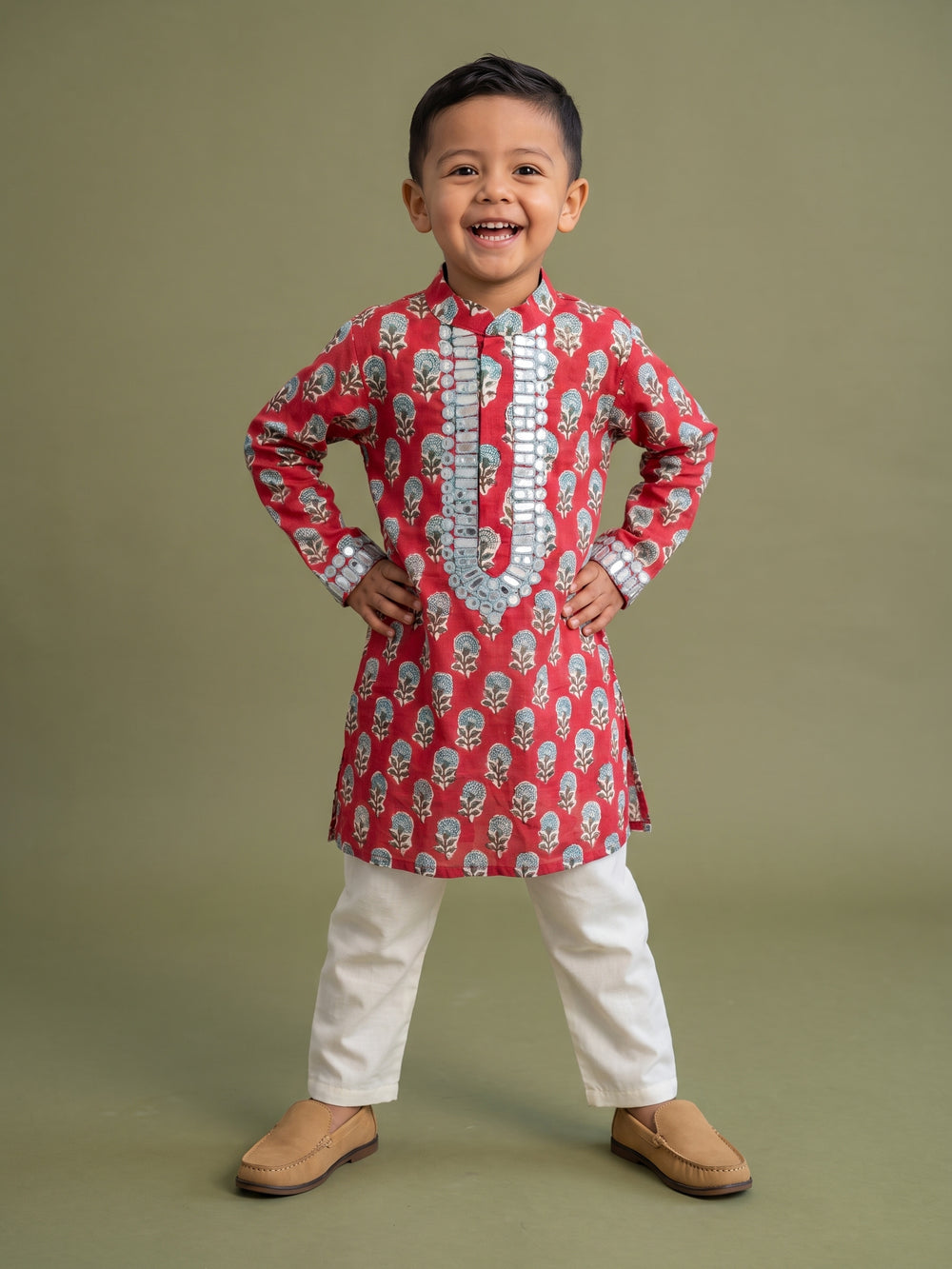 Virat Red Mirror Kurta Set
